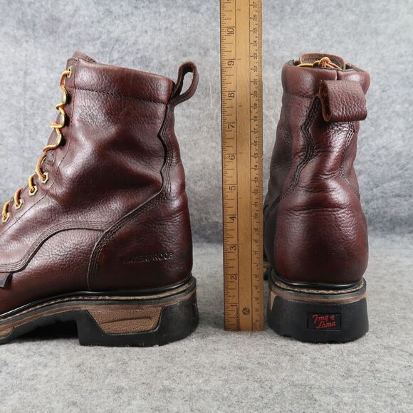 Tony Lama Shoes Mens 10 Boots Work Timber Lace Up Leather Waterproof Utility Mid - Picture 7 of 16